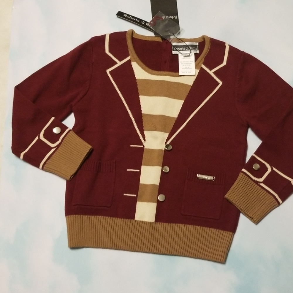 Roberta di Roma Burgendy beige sweater